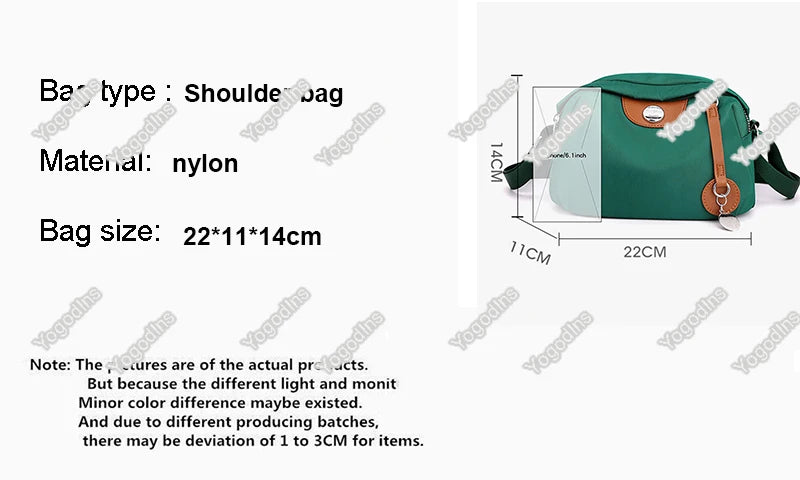 Waterproof Nylon Crossbody Bag For Women With Zipper - Smarsty