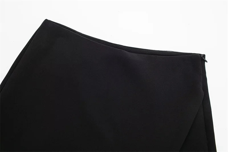 MUJER 2025 Black Mini Skirt Shorts Woman Fashion Asymmetric Skort For Women High Waist Short Skirts Woman Summer Casual Shorts - Smarsty