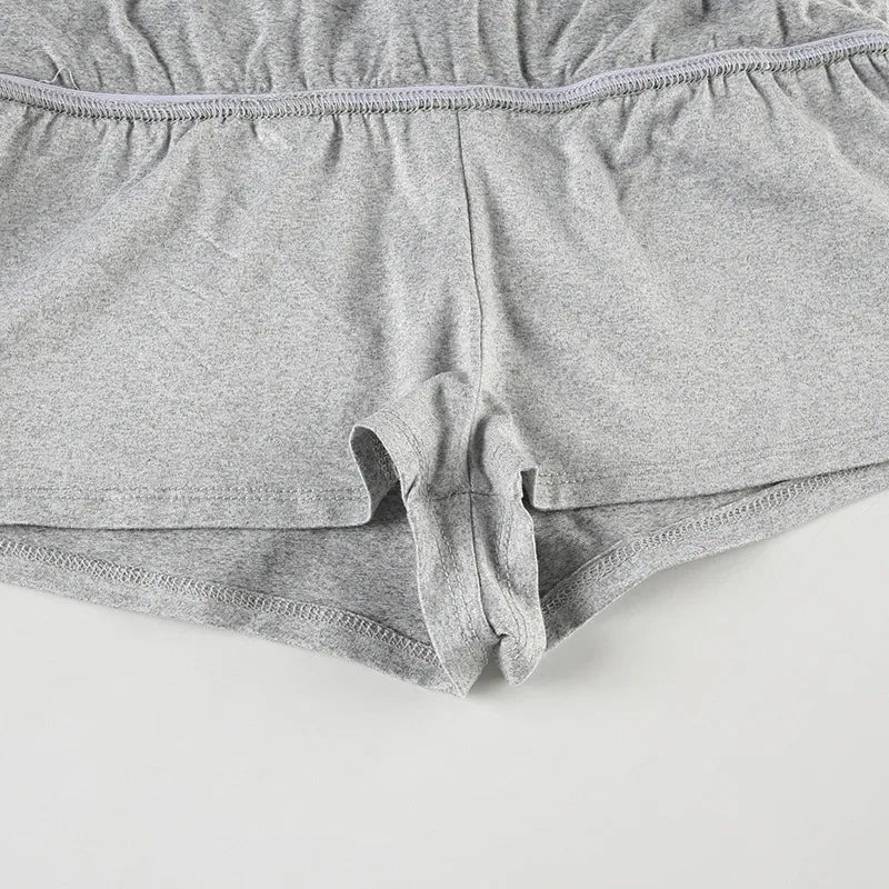 Solid Lace-up Mini Skirts Sexy American Retro Basic Vintage Casual Short Bottoms Basic Casual A-Line Knit Clothing - Smarsty
