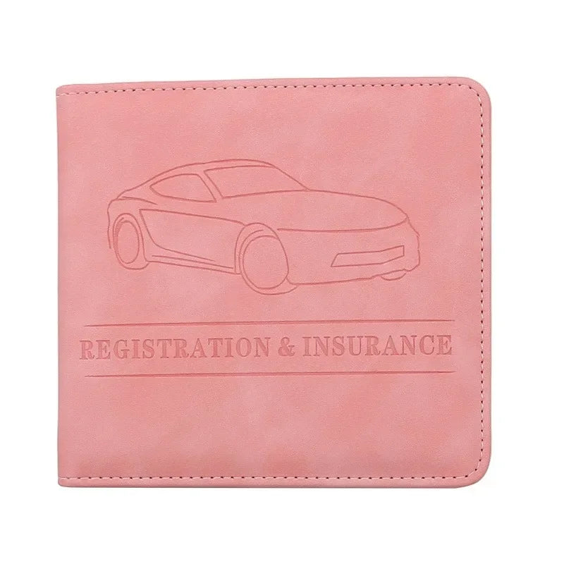 Car Registration Driver's License and Insurance Card Holder - Leather Vehicle Glove Box Automobile Documents Paperwork Organizer