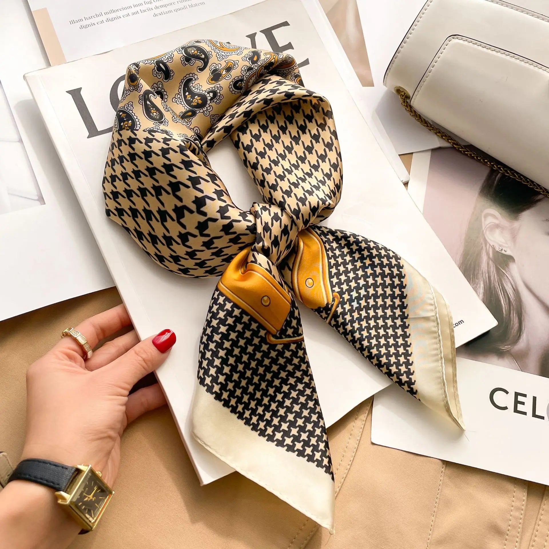 Luxury Women's Silk Scarf Square Neckerchief for Summer - Smarsty