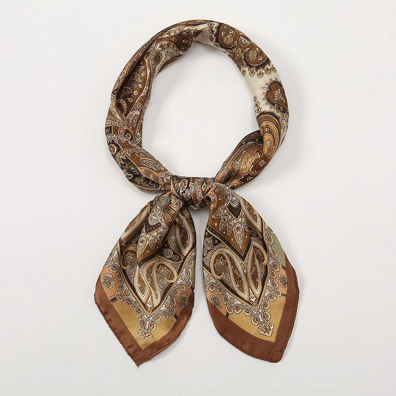 Bohemian Silk Square Scarf for Women Luxury Floral Print - Smarsty