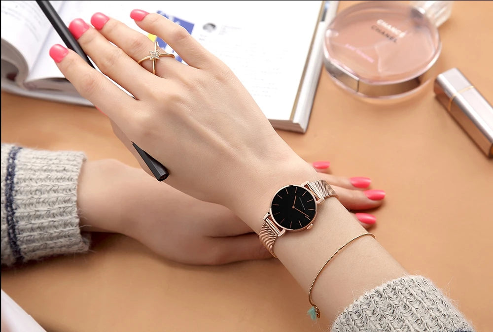 Rose Gold Women's Bracelet Watch with Japan Quartz Movement - Smarsty