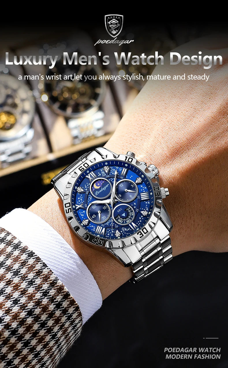 POEDAGAR Luxury Waterproof Quartz Sports Watch for Men - Smarsty
