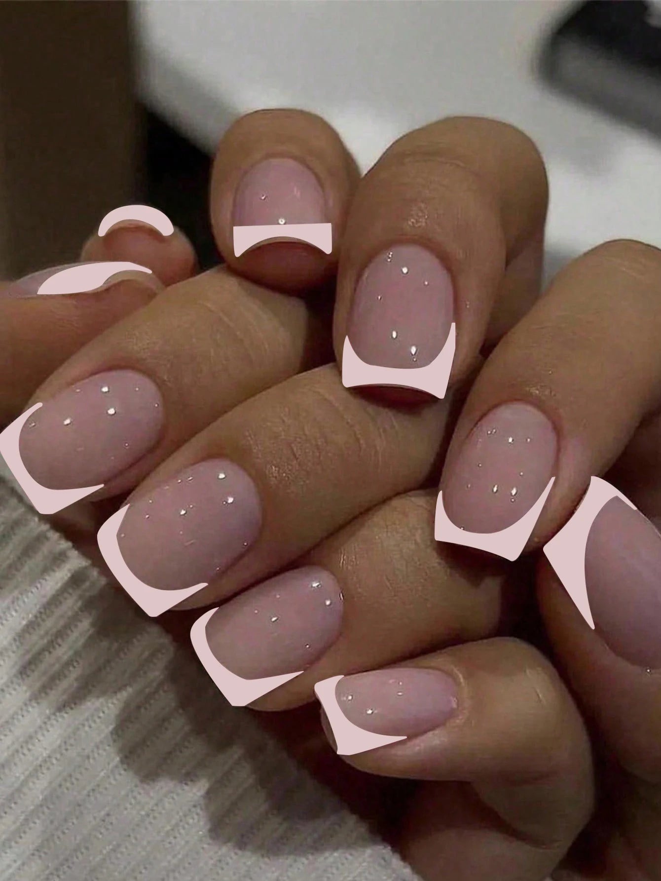 24PCS Pink French Fake Nails for Parties - Smarsty