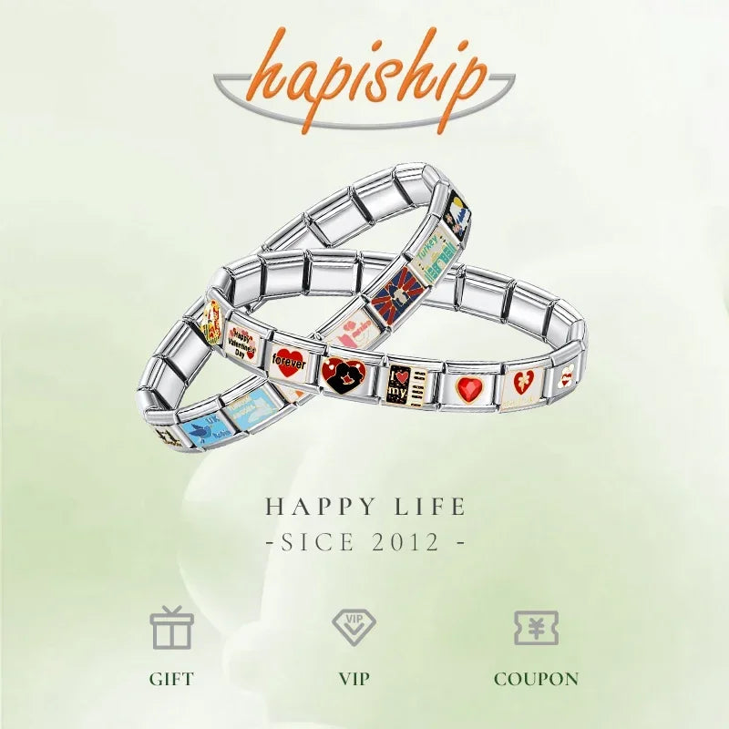 Hapiship Italian Stainless Steel Elastic Charm Bracelet - Smarsty