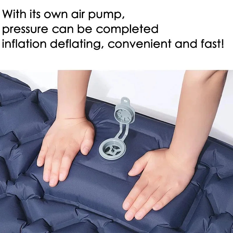Camping Air Matt Double Sleeping Pad Inflatable Air Mat with Pillow Air Mattress Nature Hike Waterproof Folding Sleeping Mat