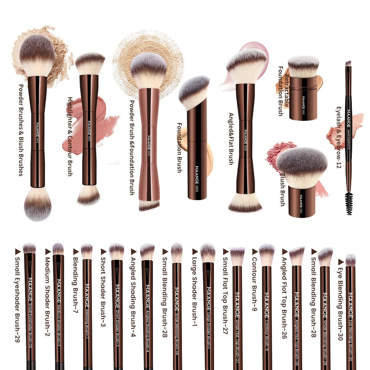 MAANGE 20 Piece Pro Makeup Brush Set for Flawless Blending - Smarsty