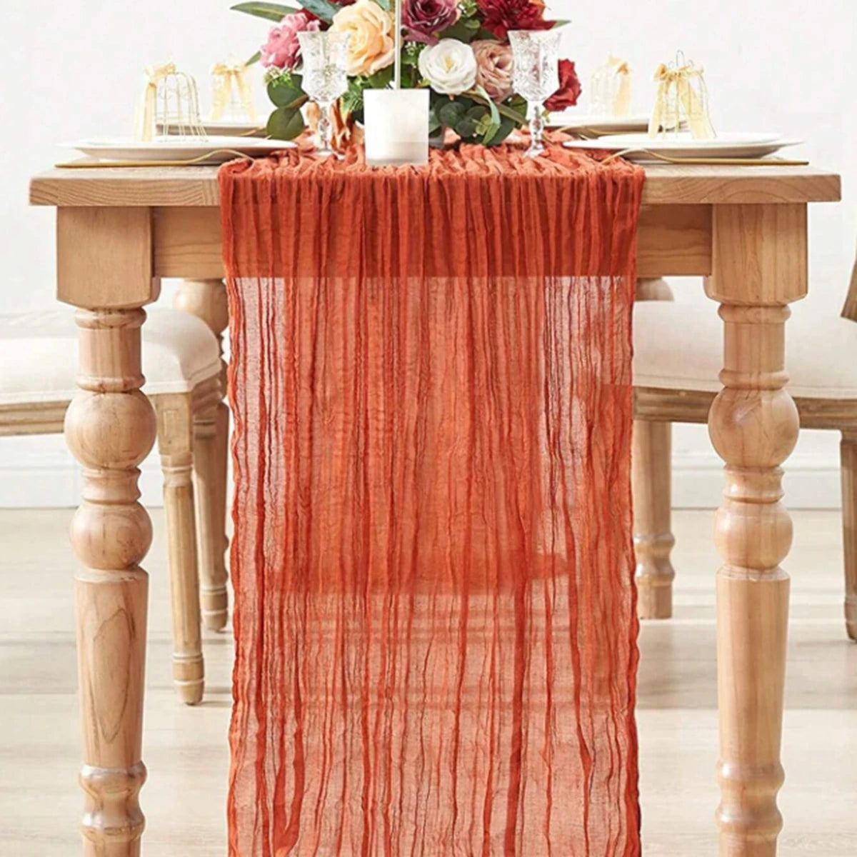 Semi-Sheer Gauze Table Runner for Vintage Weddings - Smarsty
