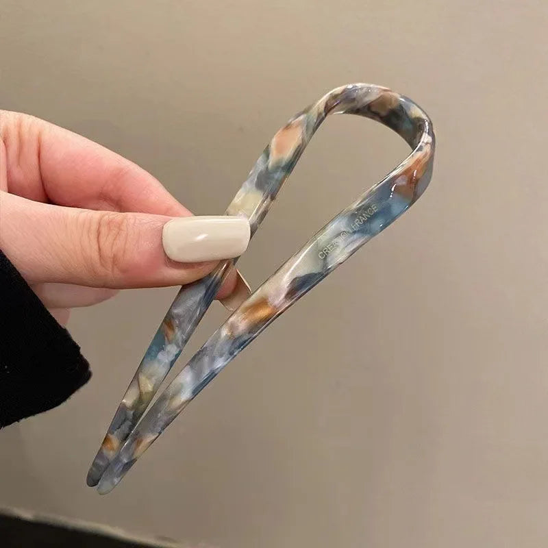 Elegant U-Shaped Hairpin with Mineral Pattern for Women - Smarsty