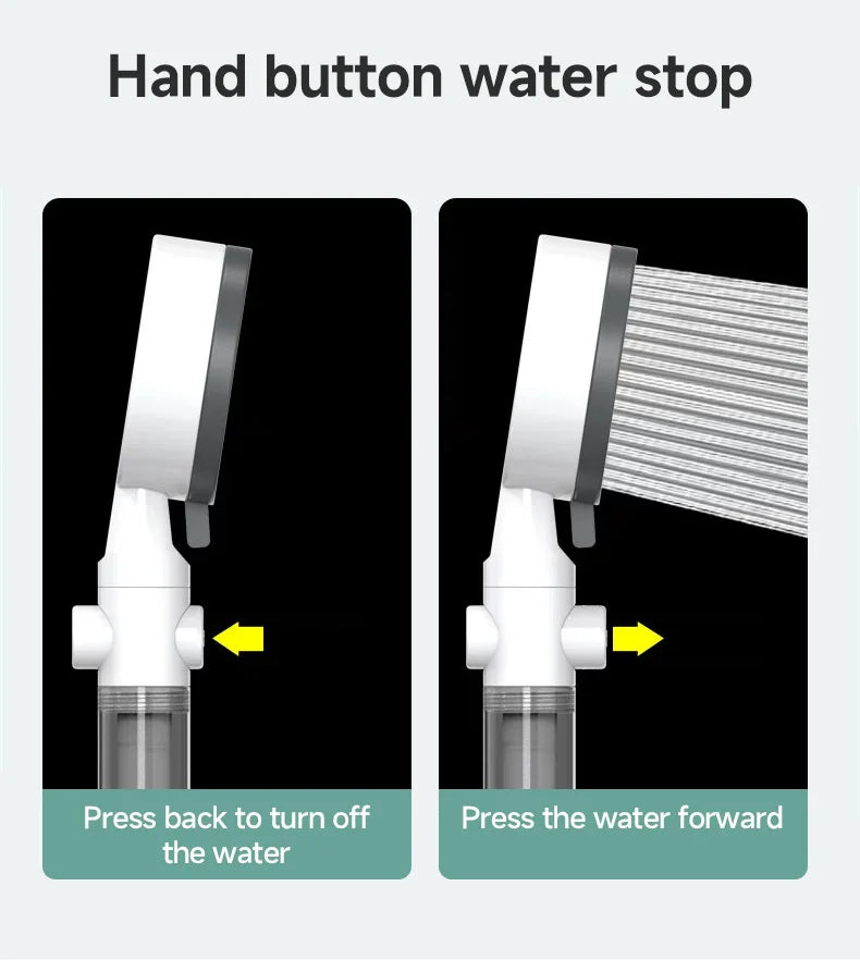 High Quality 8 Mode Shower Head Water Filter Adjustable High Pressure Shower Portable One-Key Stop Shower Bathroom Accessories - Smarsty
