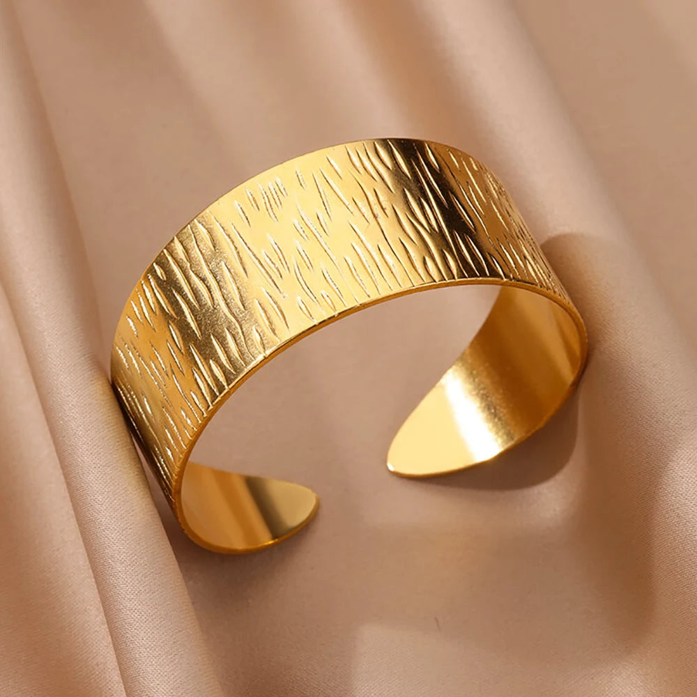 Luxury Gold Color Stainless Steel Cuff Bangle Bracelet - Smarsty