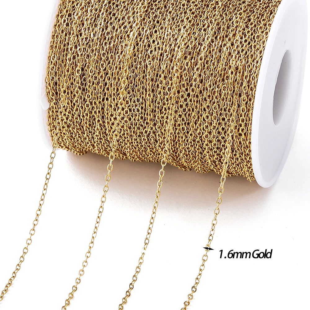 No Fade 2M Gold Stainless Steel Beaded Chain Durable - Smarsty