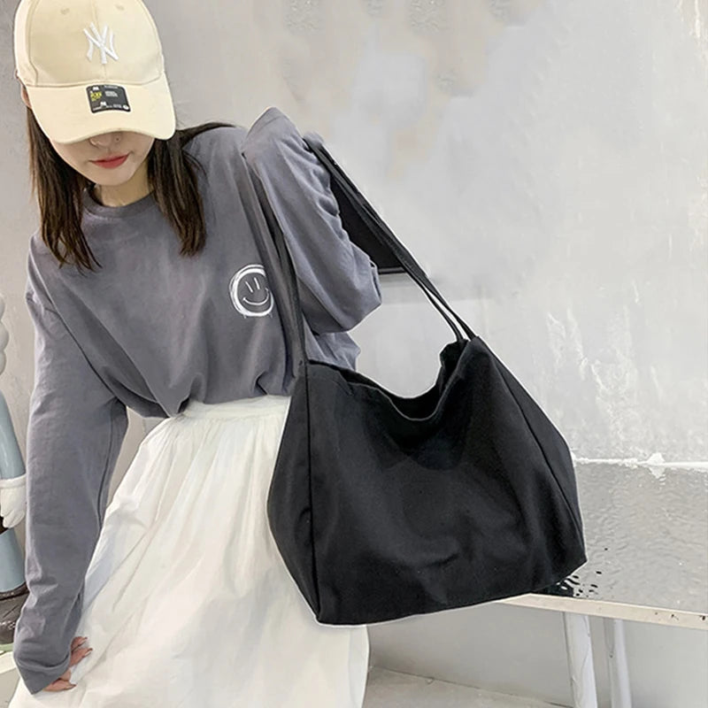 Large Capacity Canvas Shopper Tote Reusable For Women - Smarsty