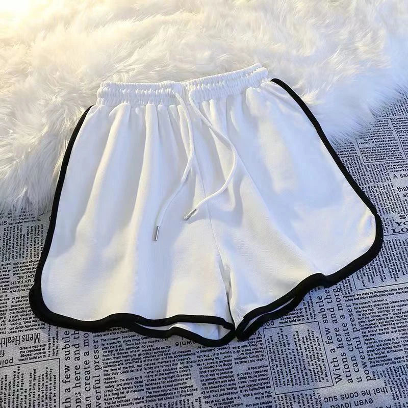Striped Sports Shorts Women Korean Fashion Casual Mini Shorts Summer Simple Loose Wide Leg Shorts Ladies New - Smarsty