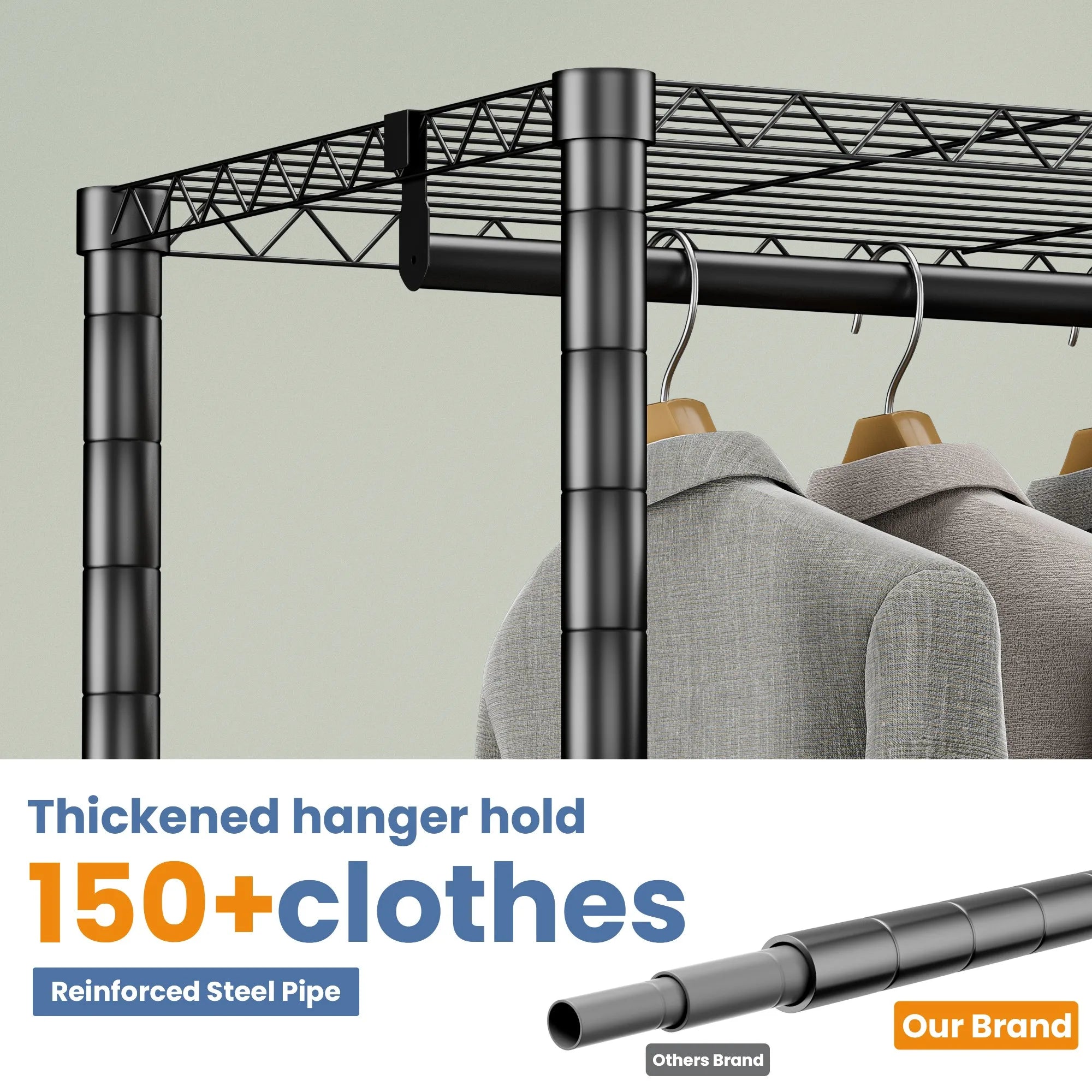 Clothes Rack Storage Organizer Wardrobe Hanging Clothes Freestanding Portable Heavy Duty 960 lb for Cloakroom Bedroom Entrances