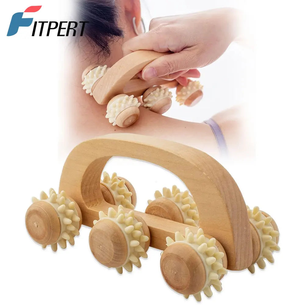 Handheld Wooden Massage Roller for Sore Muscles - Smarsty