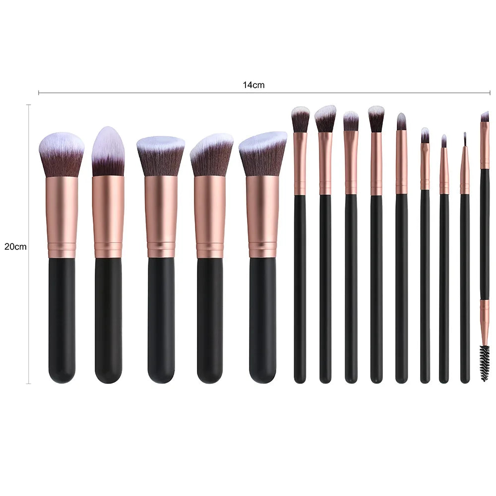 14Pcs Makeup Brush Set for Beginners Soft Bristle Powder Brush Blush Eye Shadow Beauty Tools, Buy 14pcs Brush Get 1 Free Sponge