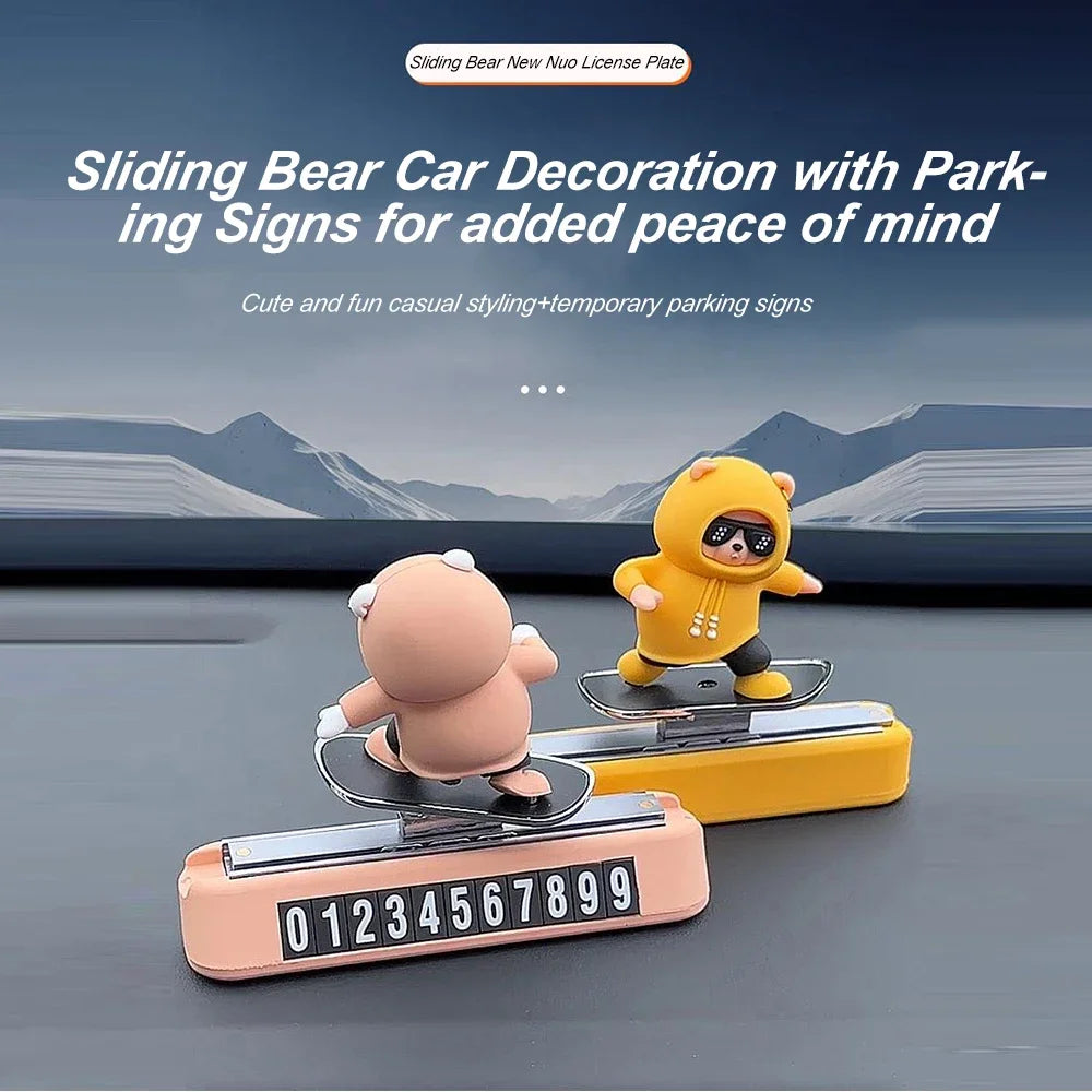 Bear Cartoon Magnetic Parking Number Plate For Car Dashboard - Smarsty