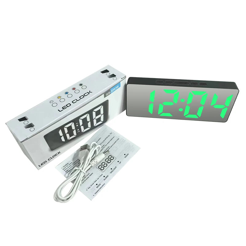 LED Curved Alarm Clock with Dual-purpose Mirror Display - Smarsty