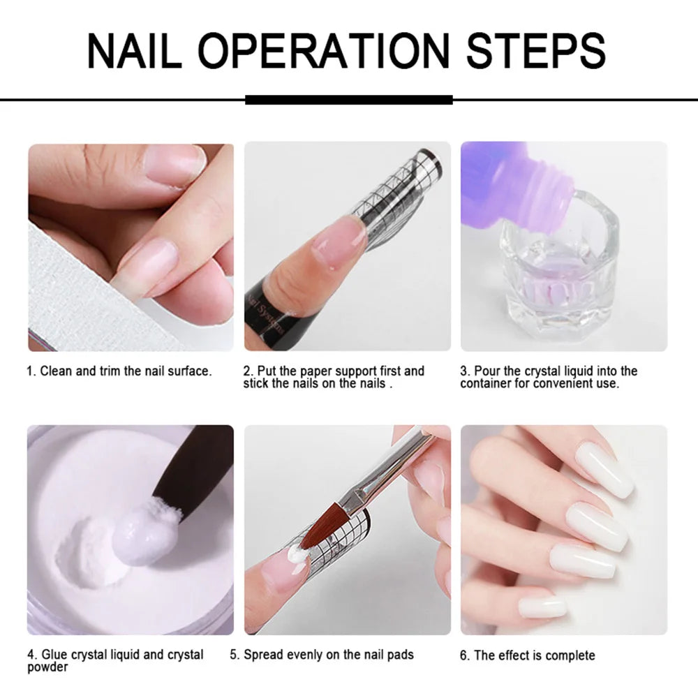 Acrylic Nail Kit for Beginners 3Color Acrylic Powder and 75ML Liquid Set Professional Nail Acrylic Set with Brushes for Home DIY