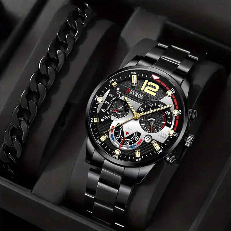 Luxury Men's Silver Quartz Watch With Luminous Feature - Smarsty