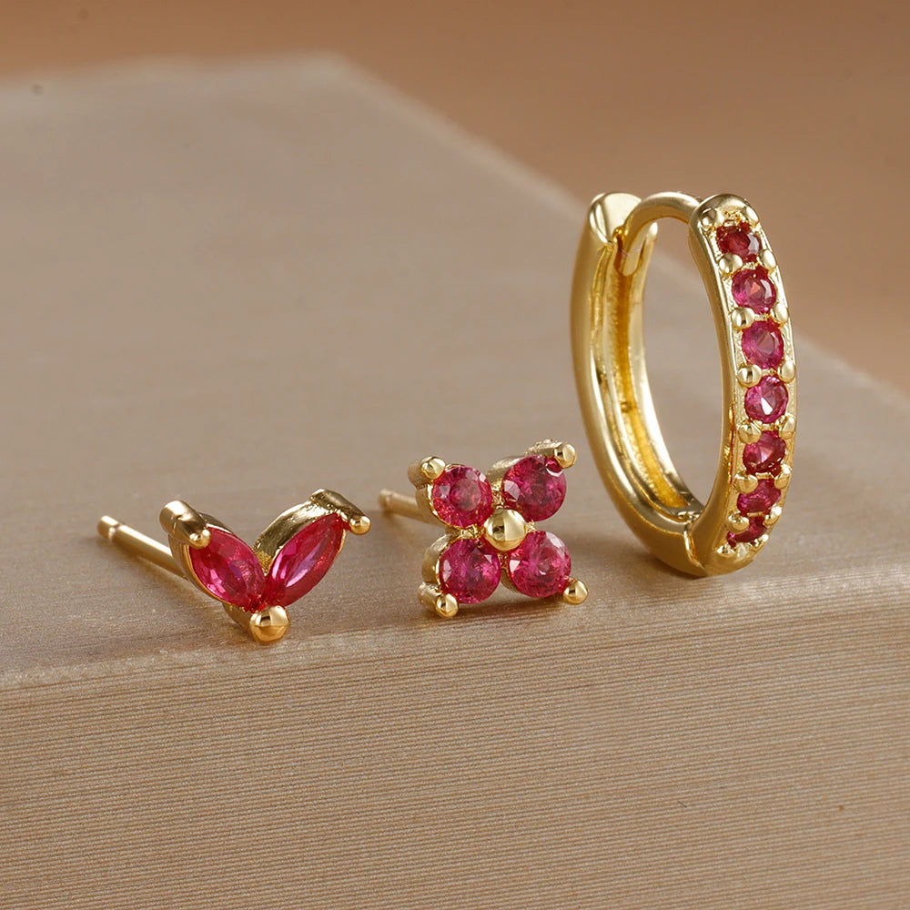 Gold Color Stainless Steel Hoop Earrings Set for Women - Smarsty