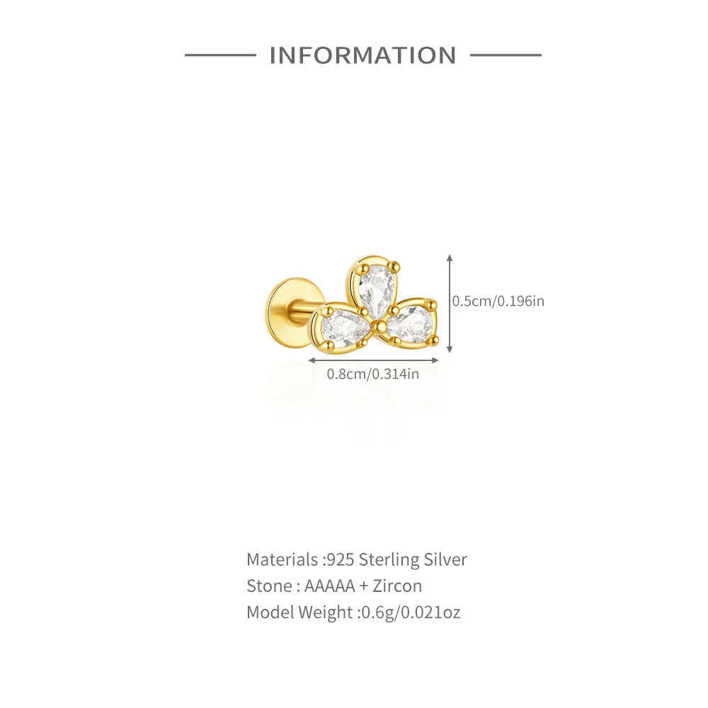 Sterling Silver Heart Zircon Stud Earrings Elegant Gift - Smarsty