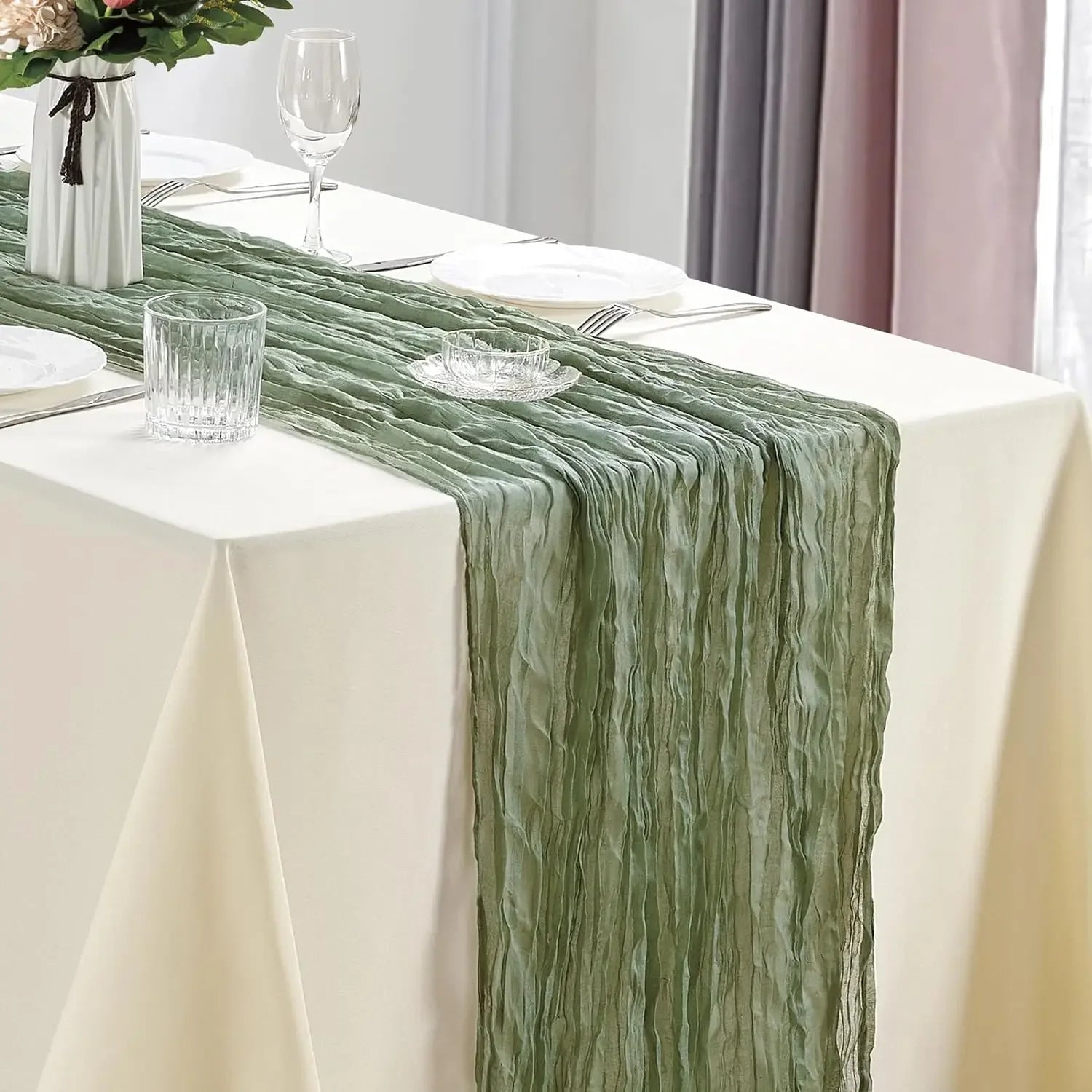 Boho Cheesecloth Table Runner for Rustic Weddings - Smarsty