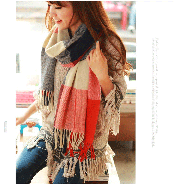 Women’s Plaid Cashmere Scarf Thick Warm Winter Shawl - Smarsty