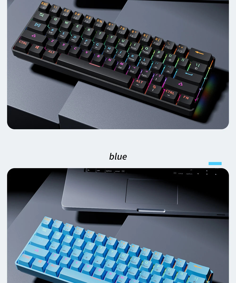 Compact 61Key Esports Mechanical Keyboard Hot Swappable RGB