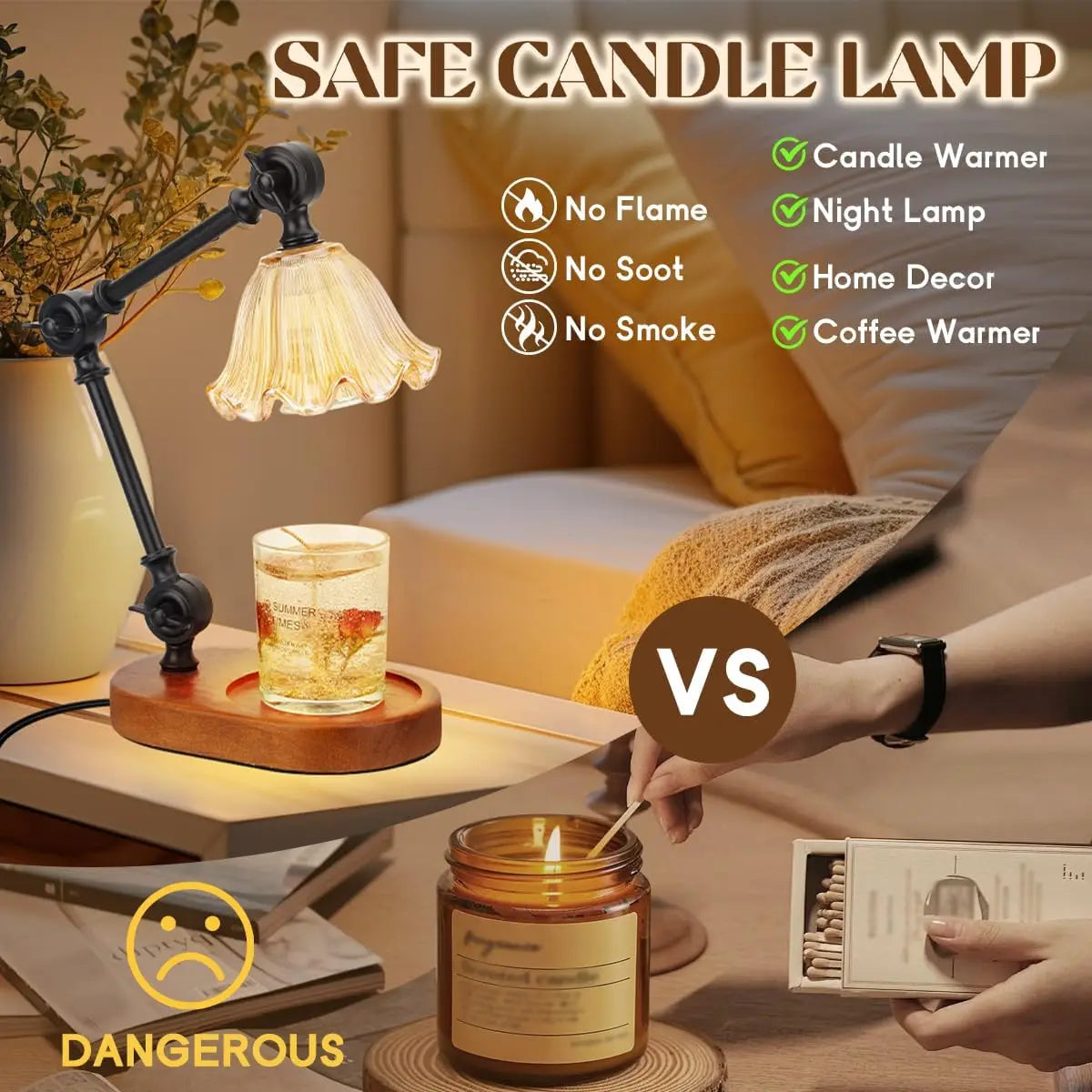 Candle Warmer Lamp,Adjustable Height, Timer,Dimmable,Home Decor, Birthday Gifts,Wax Melts Warmer for Jar Candles with 2 Bulbs