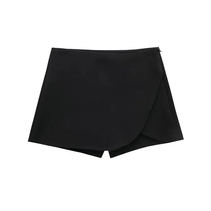 MUJER 2025 Black Mini Skirt Shorts Woman Fashion Asymmetric Skort For Women High Waist Short Skirts Woman Summer Casual Shorts - Smarsty