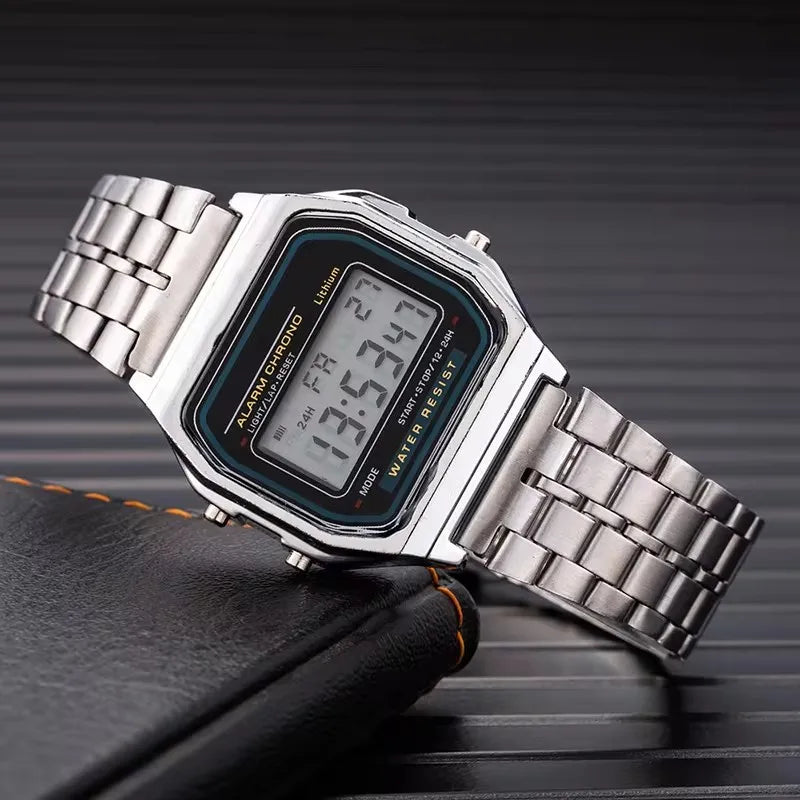 Luxury Stainless Steel Men's Digital Watch with Link Bracelet - Smarsty