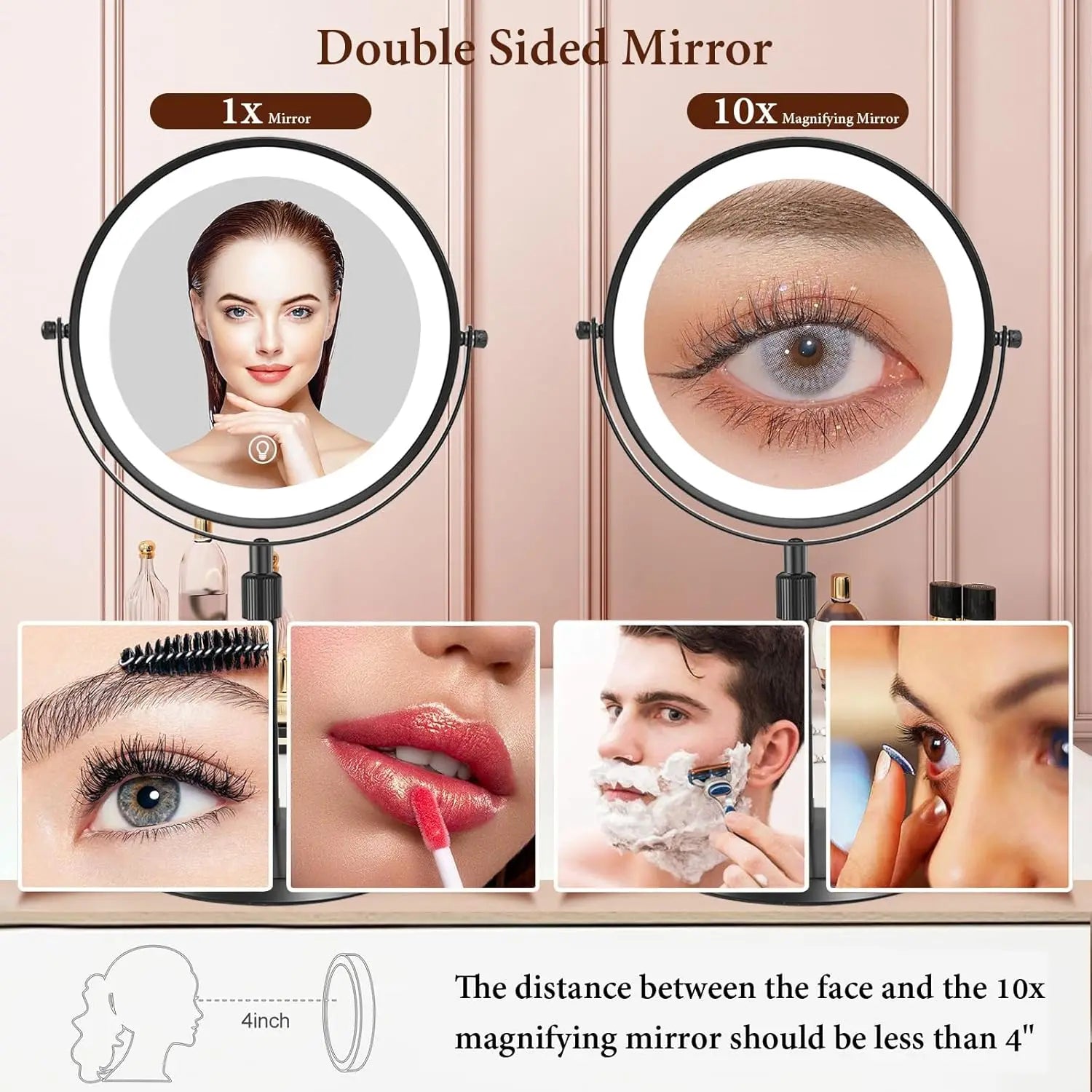 8 Inch Makeup Mirror With Light And 10X Magnification - Smarsty