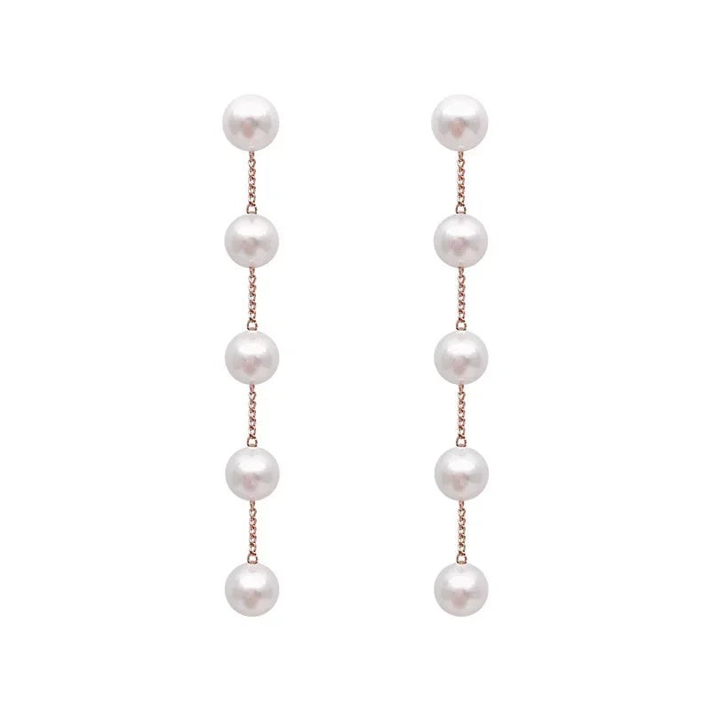Pearl Long Earrings With Rhinestones For Wedding Fashion - Smarsty
