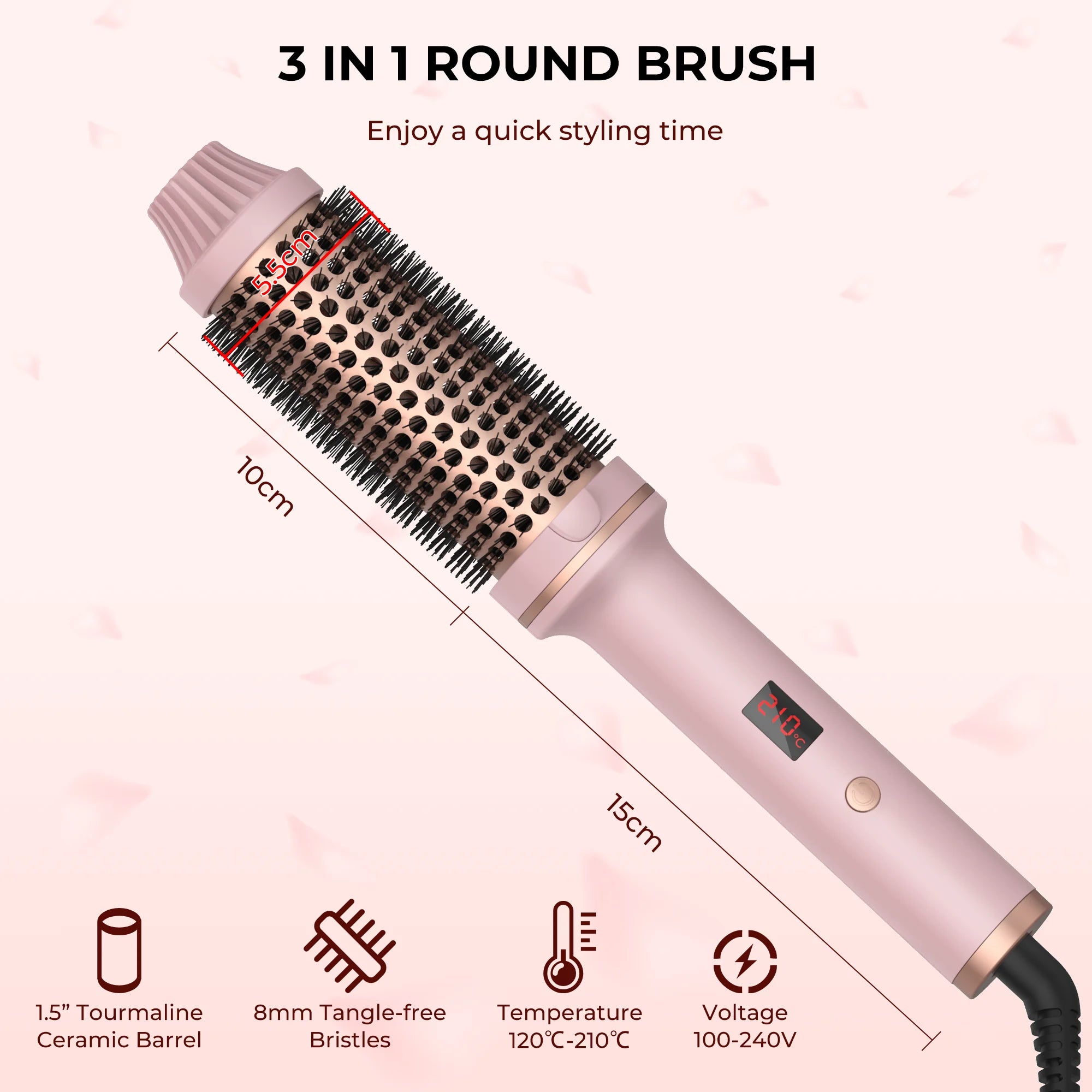 1.5 Inch Ceramic Heated Hair Curling Brush - Smarsty