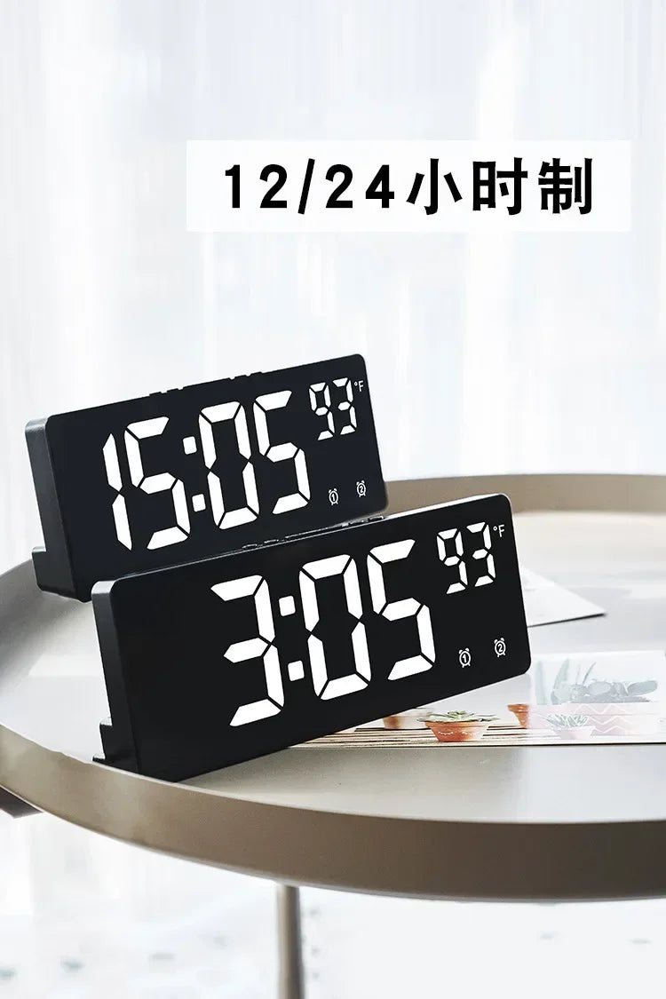 Voice Control LED Alarm Clock with Temperature Display - Smarsty