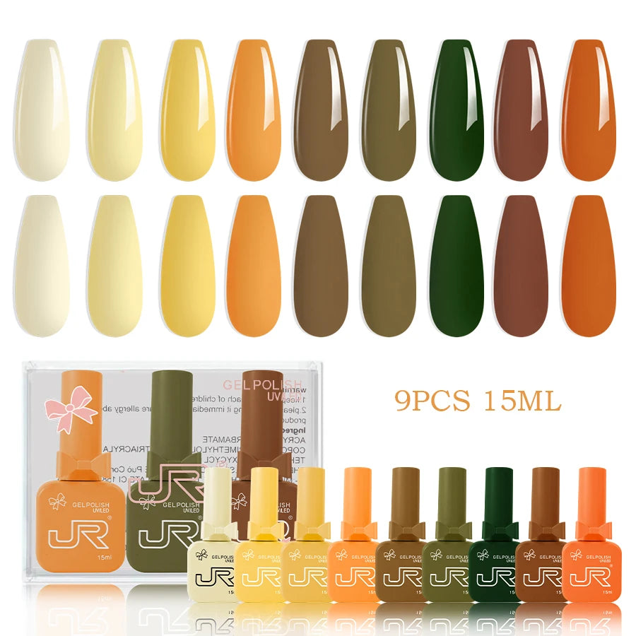 JR 9PCS Gel Nail Polish Set for Home DIY - Smarsty