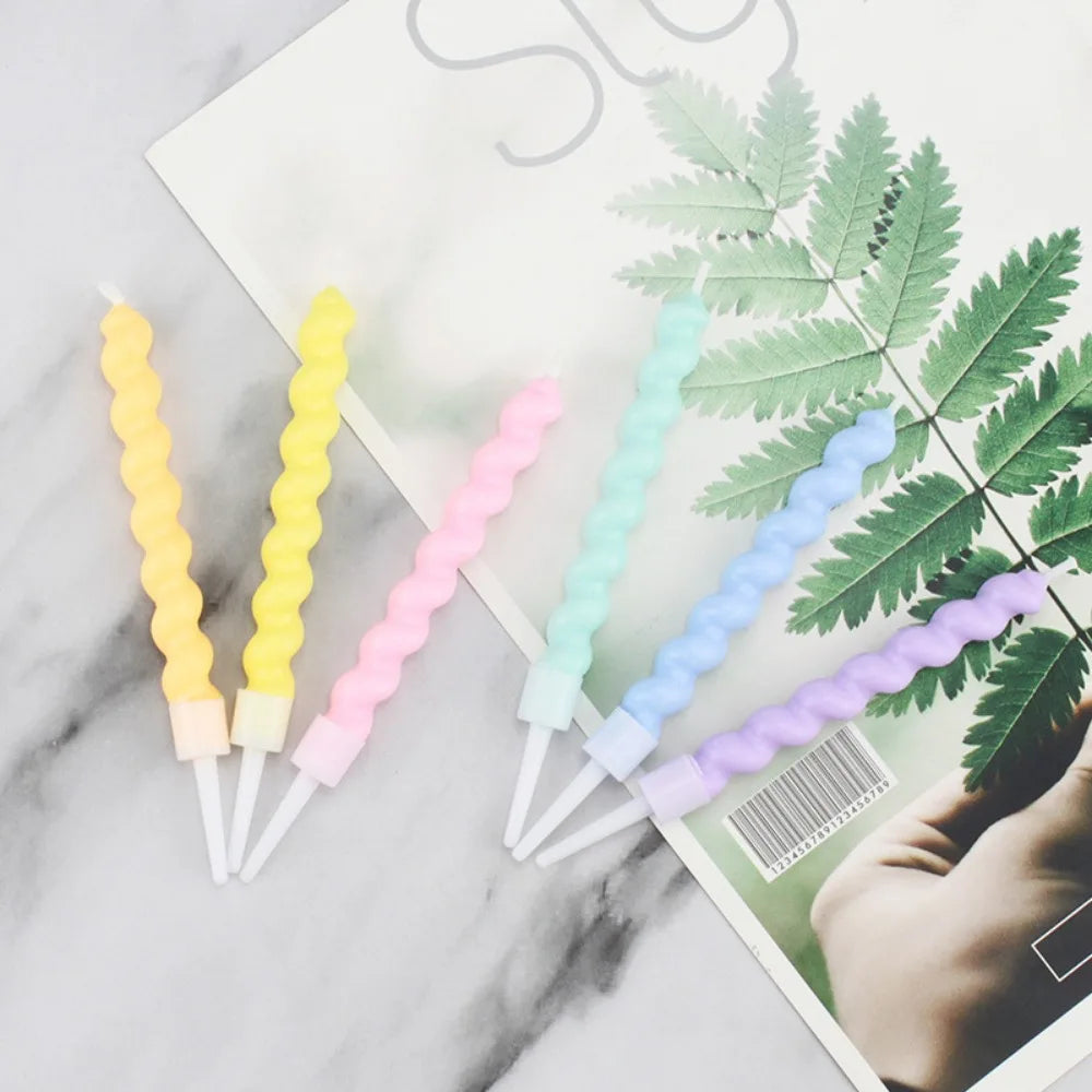 6/12/48pcs/1case Birthday Candles Spiral Cake Candles Long Thin Cake Candles For Wedding Party And Cake Decoration - Smarsty