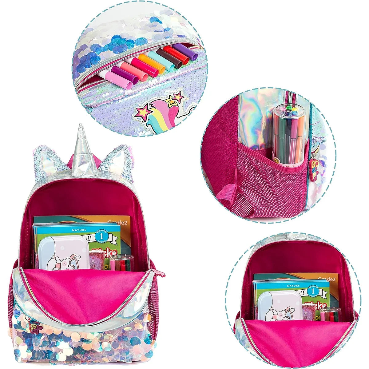 Girls Sequins Backpack For Kindergarten And School - Smarsty