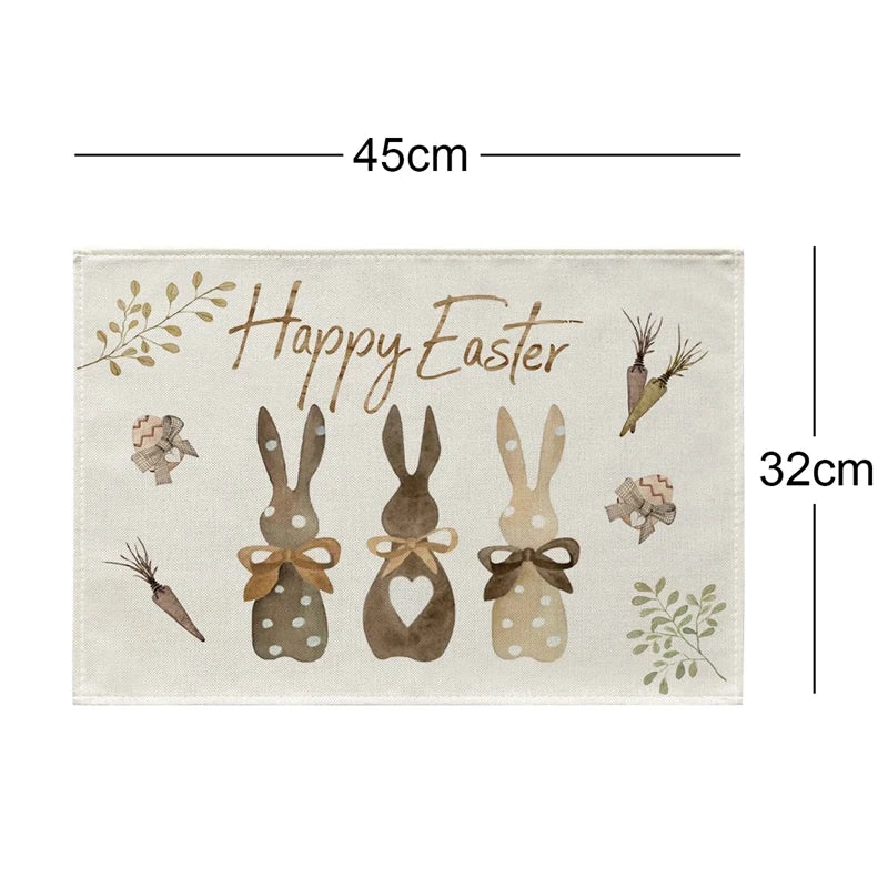 Linen Easter Rabbit Table Runner for Spring Decor - Smarsty