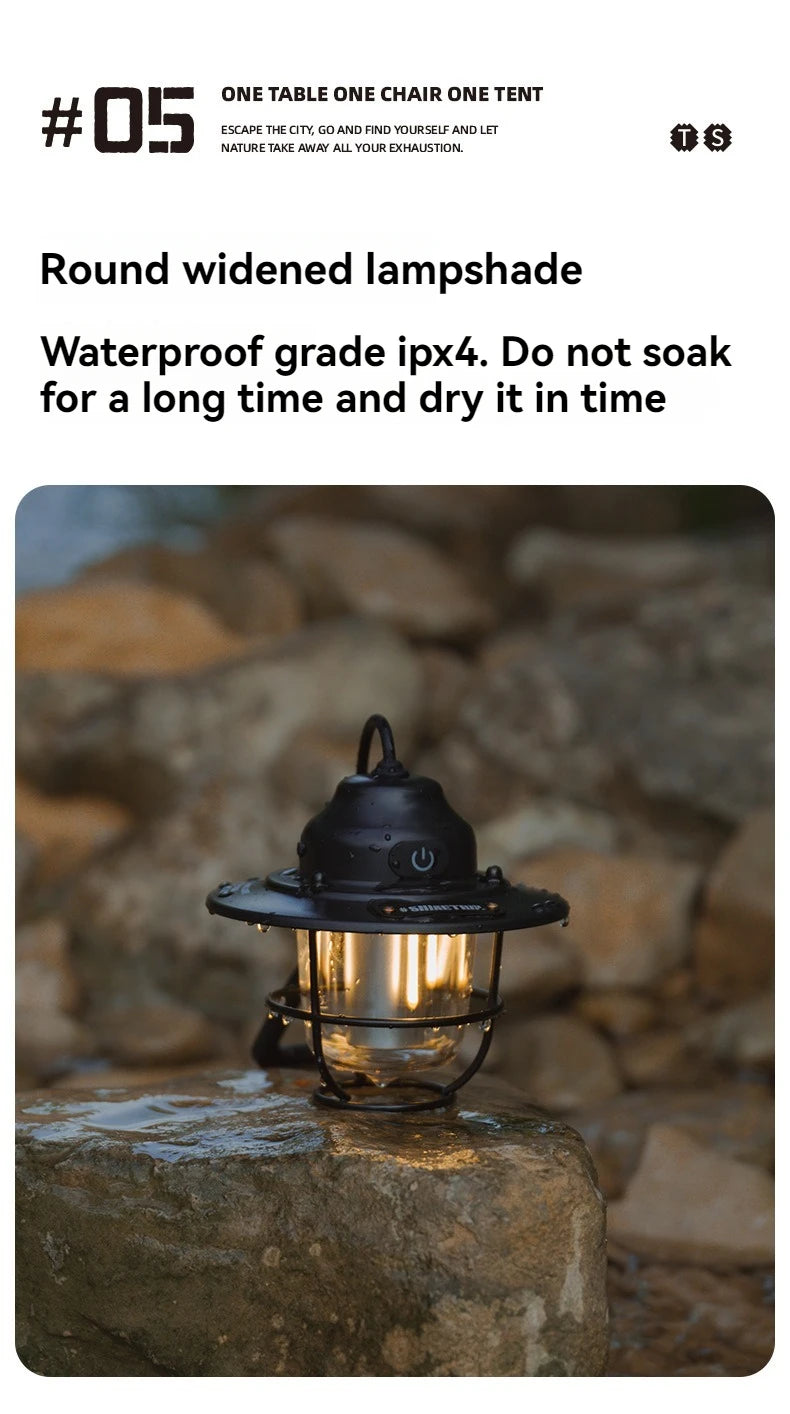 Shine Trip Outdoor Retro Smalldroplight, Campsite Lamp, Atmosphere Lamp, USB Charging Tent Light, LED Camping Hangling Lamp by Smarsty