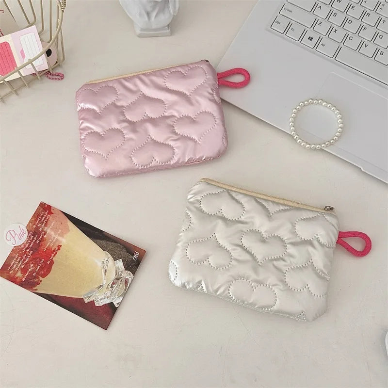 Silver Bow Coin Purse Zipper Wallet Organizer Cosmetic Bag - Smarsty