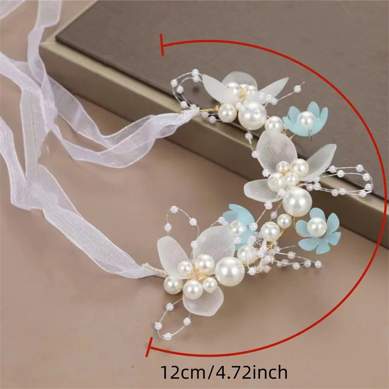 Bohemian Pearl Flower Headband For Girls Wedding Bridal - Smarsty