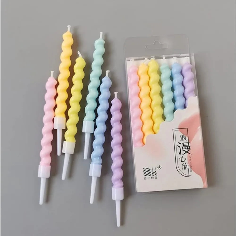6/12/48pcs/1case Birthday Candles Spiral Cake Candles Long Thin Cake Candles For Wedding Party And Cake Decoration - Smarsty