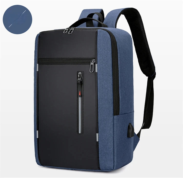 Men's Waterproof Oxford Laptop Backpack 15.6 Inch with USB Charging Port High Capacity Business Travel School Bag - Smarsty