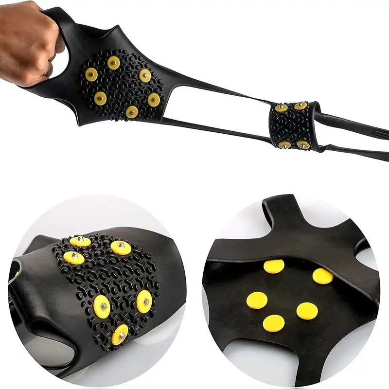 2pcs 10 Steel Studs Crampons Snow Grips Cleats for Ice and Snow Anti-Slip Rubber Traction Cleats Hiking Walking Climbing Jogging - Smarsty