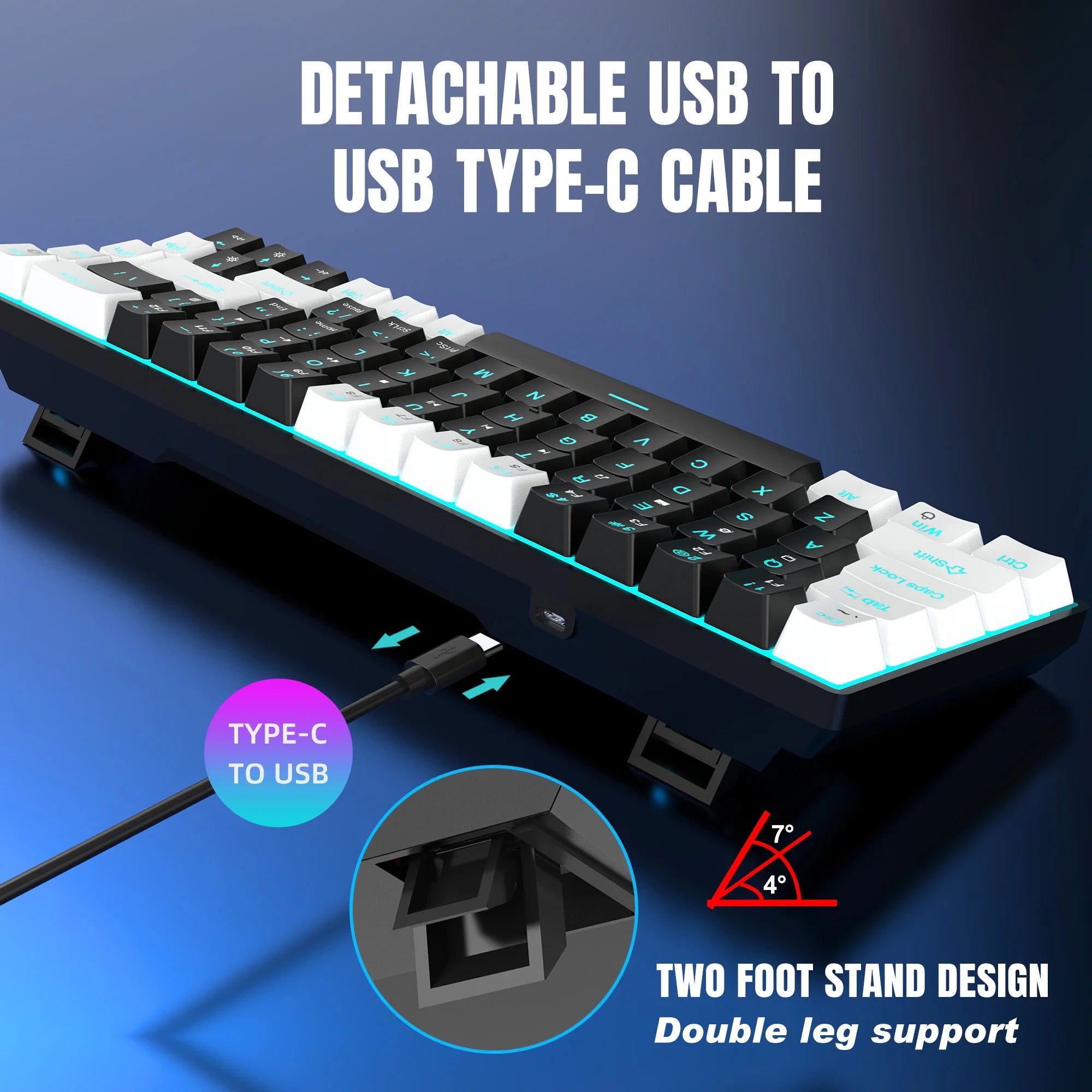 68 Keys Mechanical Keyboard With Ergonomic RGB Backlight