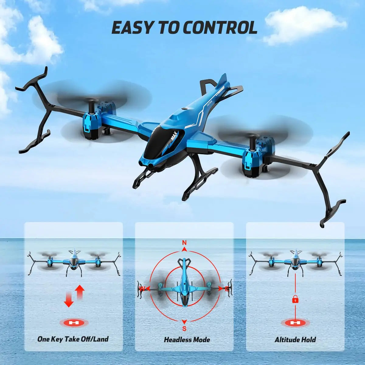 VATOS Super All in 1 Remote Control 2.4Ghz RC Helicopter 360° Flip Obstacle Avoidance Night Light Toy Christmas Gift Kids Adults
